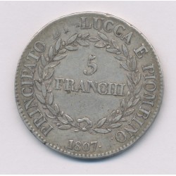 Italie - 5 Franchi 1807 - Lucques - argent - TB+ 2