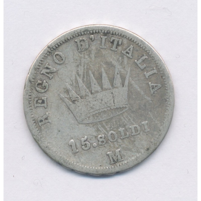 Italie - 15 Soldi 1808 M - argent - B/TB