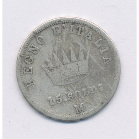 Italie - 15 Soldi 1808 M - argent - B/TB