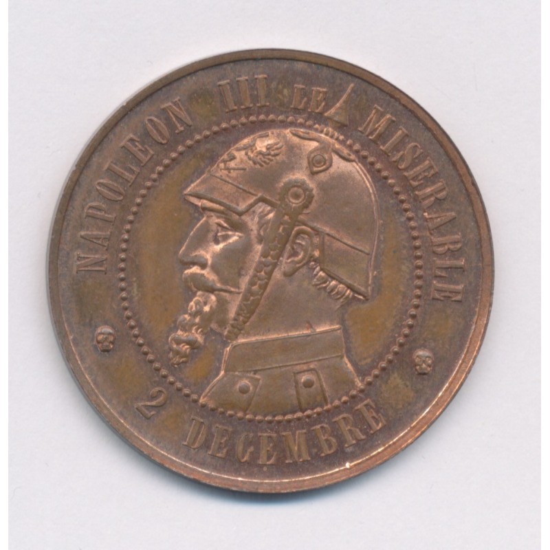 Monnaie Satirique - 2 Septembre 1870 - Vampire de la France - Napoléon III le misérable - 33,5mm - SPL+