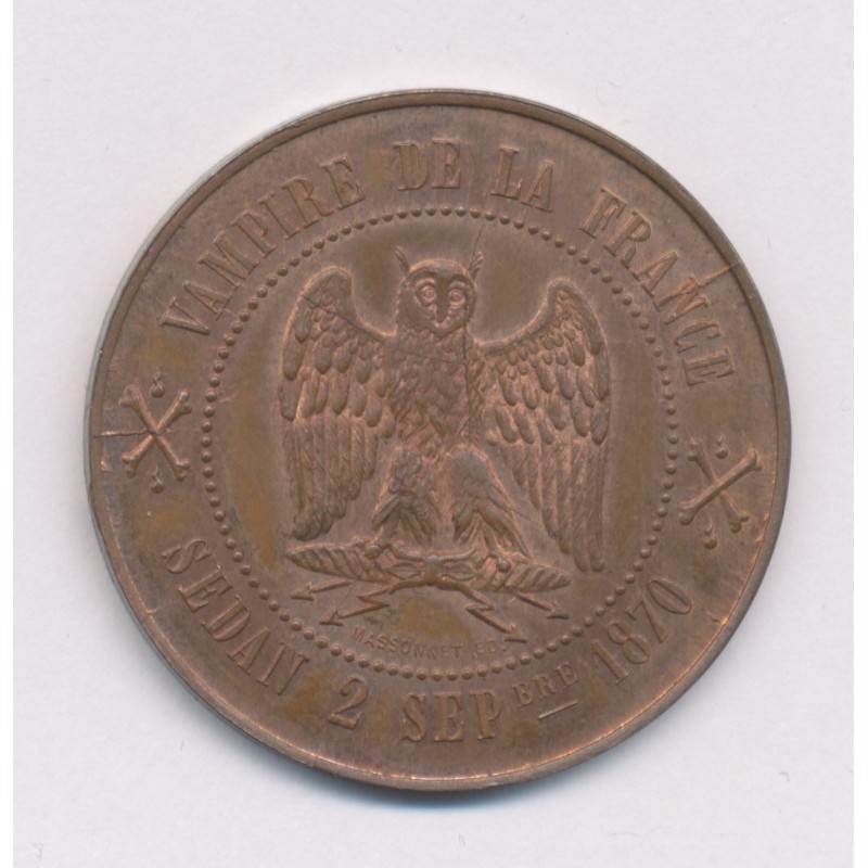 Monnaie Satirique - 2 Septembre 1870 - Vampire de la France - Napoléon III le misérable - 33,5mm - SPL+