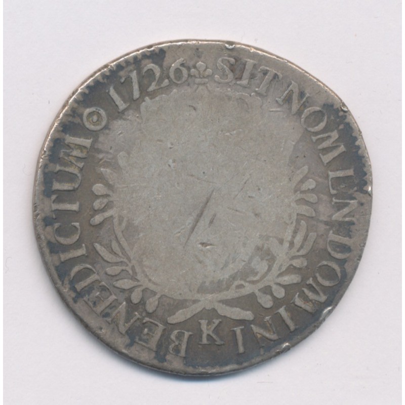 Louis XV - Écu aux branches d'olivier - 1726 K Bordeaux - B