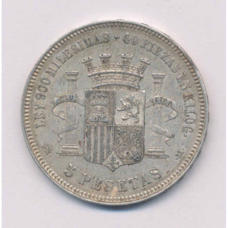 Espagne - 5 Pesetas 1870 - TB+