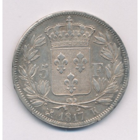 5 Francs Louis XVIII - Buste nu - 1817 K Bordeaux - TB/TB+