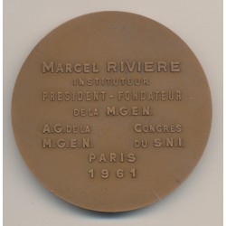 Médaille - Marcel Rivière - 1901-1960 - Congrès SNI Paris 1961 - bronze 68mm 2