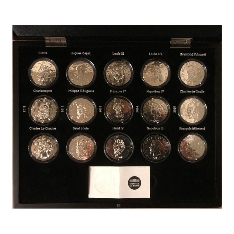 Coffret 15 x 10 Euro - Grands souverains et chefs d'état - 2011-2015 - argent Belle épreuve