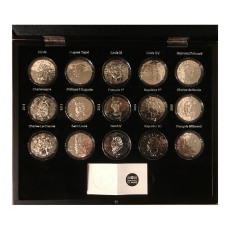 Coffret 15 x 10 Euro - Grands souverains et chefs d'état - 2011-2015 - argent Belle épreuve