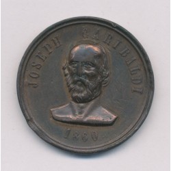 Medaille - Joseph Garibaldi - 1860 - liberty for italy - bronze - 30mm - TTB+