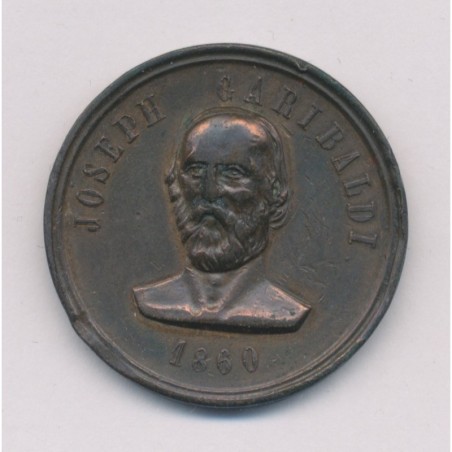 Medaille - Joseph Garibaldi - 1860 - liberty for italy - bronze - 30mm - TTB+