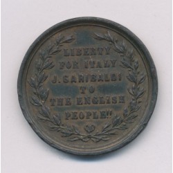 Medaille - Joseph Garibaldi - 1860 - liberty for italy - bronze - 30mm - TTB+ 2