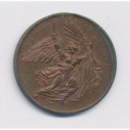 Médaille - la patrie en danger - proclamation de la république - 1870 - bronze - 23mm - SUP