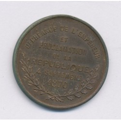 Médaille - la patrie en danger - proclamation de la république - 1870 - bronze - 23mm - SUP 2