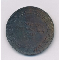 Médaille - Exposition universelle - Paris 1878 - administration des monnaies et médailles - cuivre - 31mm - SUP+ 2