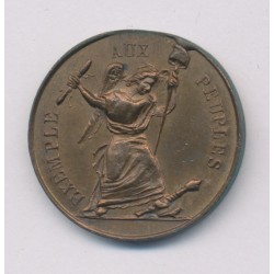 Médaille - Exemple aux peuples - aux citoyens morts pour la liberté - 1848 - bronze - 24mm - SUP