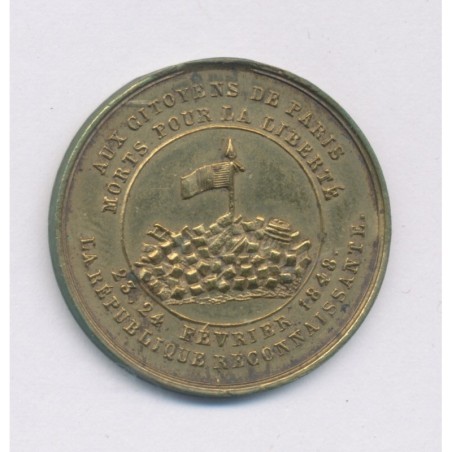 Médaille - Aux citoyens de Paris morts pour la liberté - 1848 - laiton - 23,5mm - TTB+