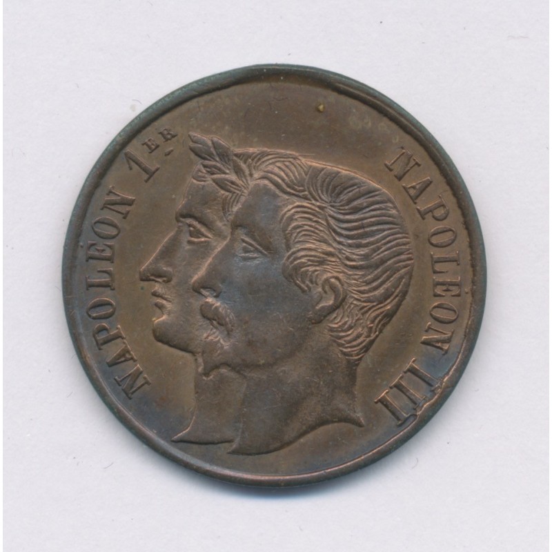 Médaille - 2e Fête impériale - Napoléon 1er et III - 1854 - cuivre - 23,5mm - TTB+