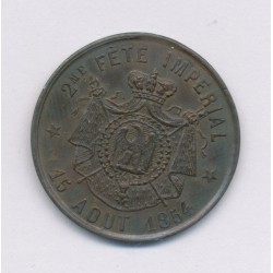 Médaille - 2e Fête impériale - Napoléon 1er et III - 1854 - cuivre - 23,5mm - TTB+ 2