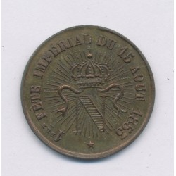Médaille - 1ère Fête impériale - Napoléon 1er et III - 1853 - cuivre - 24mm - TTB+ 2