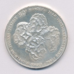 Hollande - 50 Gulden 1990 - argent 25g - 100 ans des reines - SUP+ 2