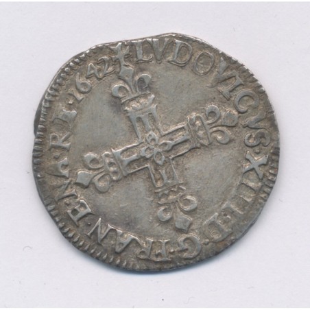 Louis XIII - 1/4 écu 1642 L Bayonne - argent - TTB/TTB+