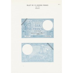 Planche - Billet 10 Francs Minerve Bleu - Type 1915 - AF4