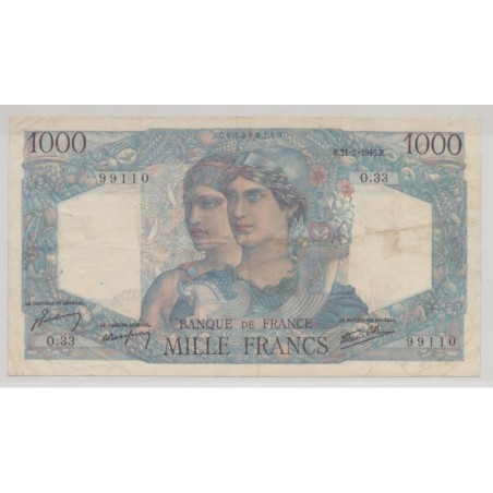 1000 Francs Minerve et hercule - 31.05.1945 - TB/TTB