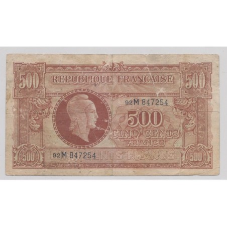 500 Francs Marianne - 1945 - Série M - TB