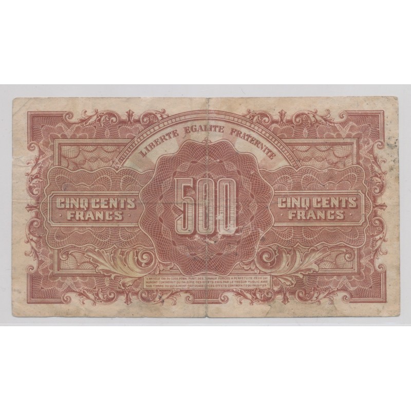 500 Francs Marianne - 1945 - Série M - TB
