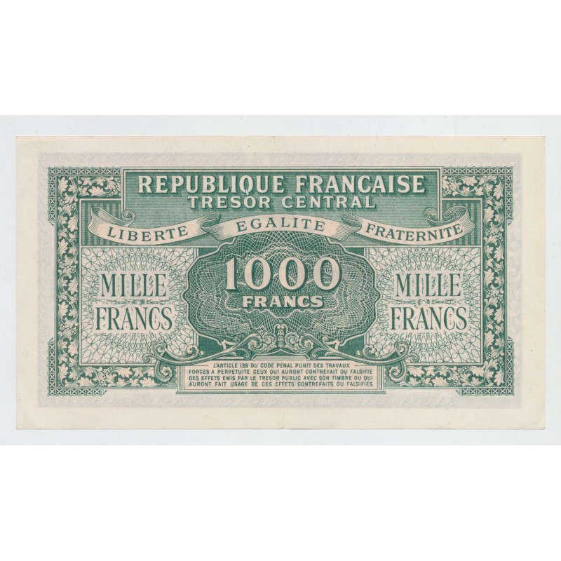 1000 Francs Marianne - 1945 - Série A - TTB+
