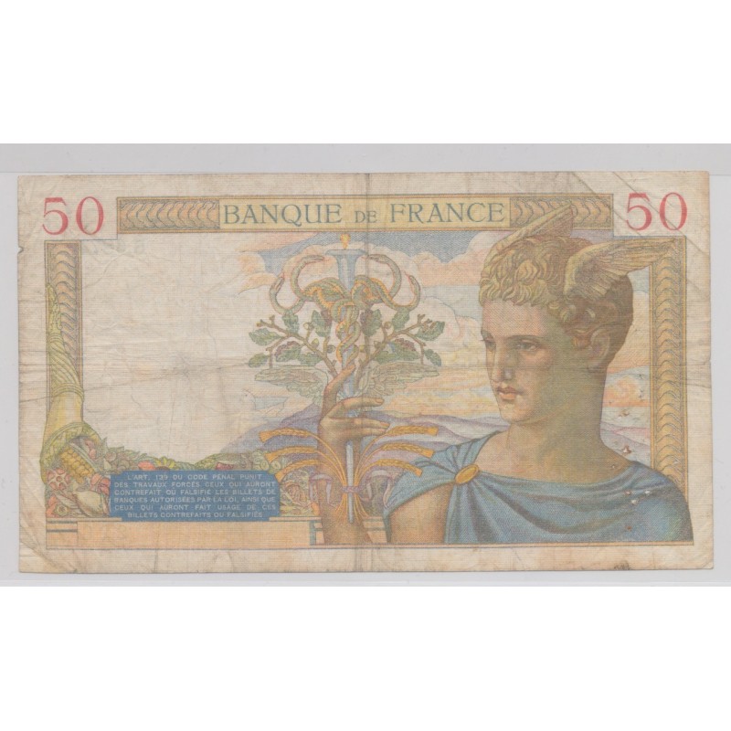 50 Francs cérès - 9.09.1937 - B/TB