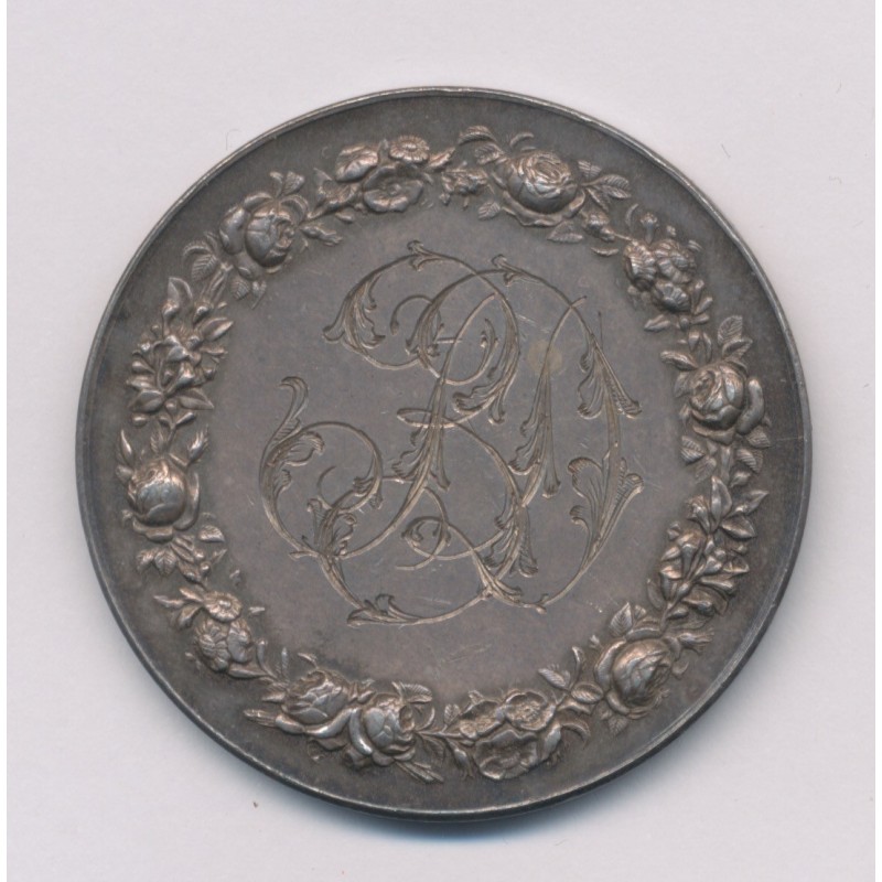 Médaille de mariage - couple avec statue - argent 24g - TTB+ 