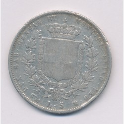 Italie - Sardaigne - 5 Lire 1854 P Genes - argent - TB 2
