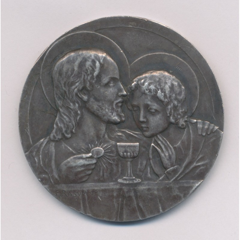 Médaille - Jesus - Thème religieux - argent 61g - 50mm - TTB
