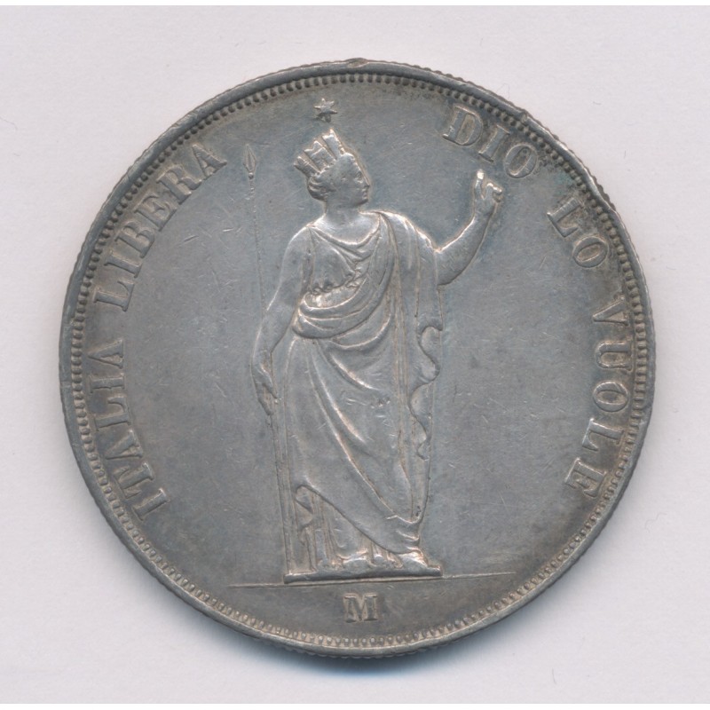 Italie - 5 Lire 1848 M Milan - Lombardie - argent - TTB+