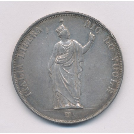 Italie - 5 Lire 1848 M Milan - Lombardie - argent - TTB+