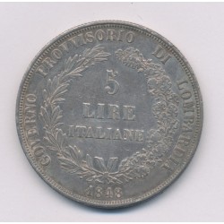 Italie - 5 Lire 1848 M Milan - Lombardie - argent - TTB+ 2
