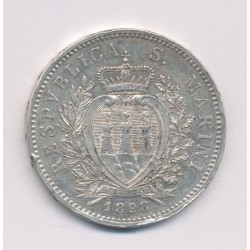 Saint-Marin - 5 Lire 1898 R Rome - argent - TB+ 2