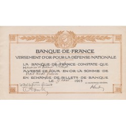 Bon - versement d'or 1915 - Banque de France 