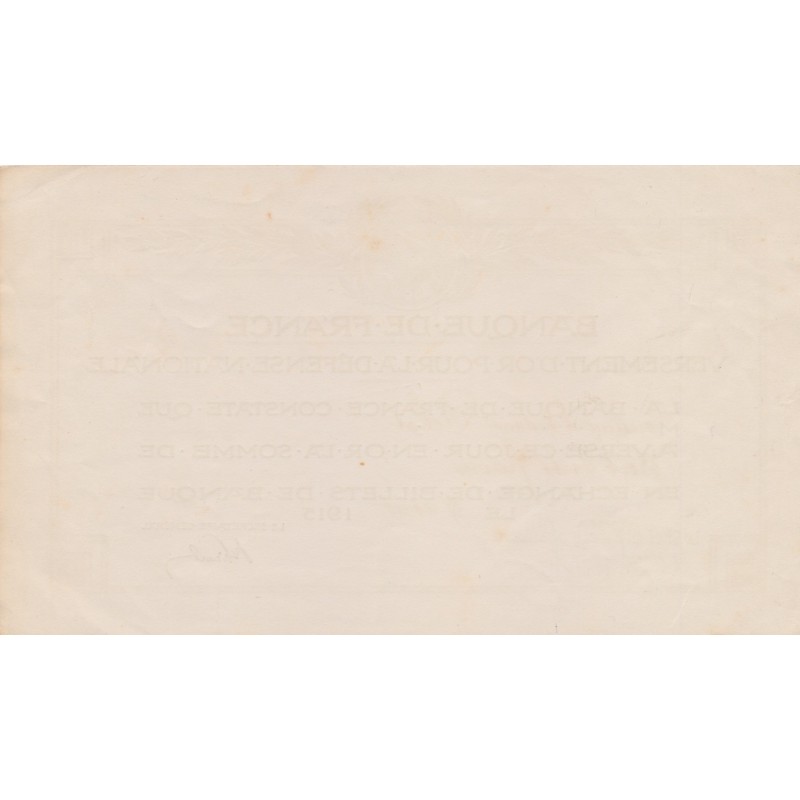 Bon - versement d'or 1915 - Banque de France 