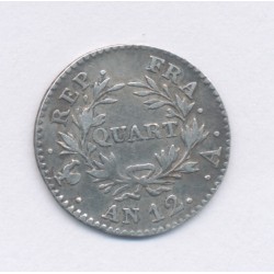 1/4 Franc Bonaparte 1er consul - AN 12 A Paris - TB/TB+ 2