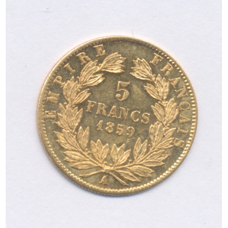 5 Francs Or - 1859 A Paris - Napoléon III Tête nue - SPL+