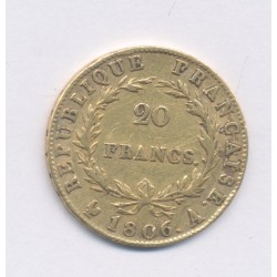 Napoléon empereur - 20 Francs Or - 1806 A Paris - TB/TB+ 2
