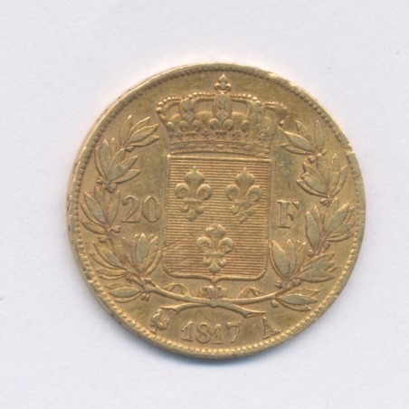Louis XVIII - 20 Francs Or - 1817 A Paris - Buste nu - TB+