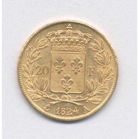 Louis XVIII - 20 Francs Or - 1824 A Paris - Buste nu - TTB+
