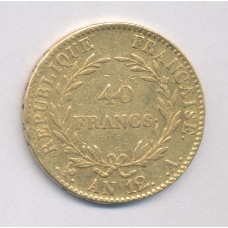 Bonaparte 1er consul - 40F Or - AN 12 Paris - TB+
