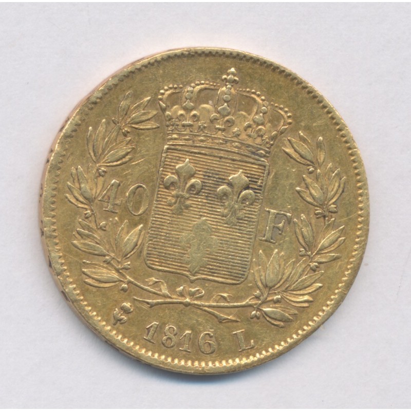 Louis XVIII - 40 francs Or - 1816 L Bayonne - TB+/TTB