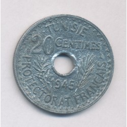 Tunisie - 20 centimes 1945 - zinc - TTB+