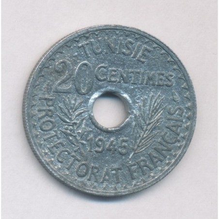 Tunisie - 20 centimes 1945 - zinc - TTB+