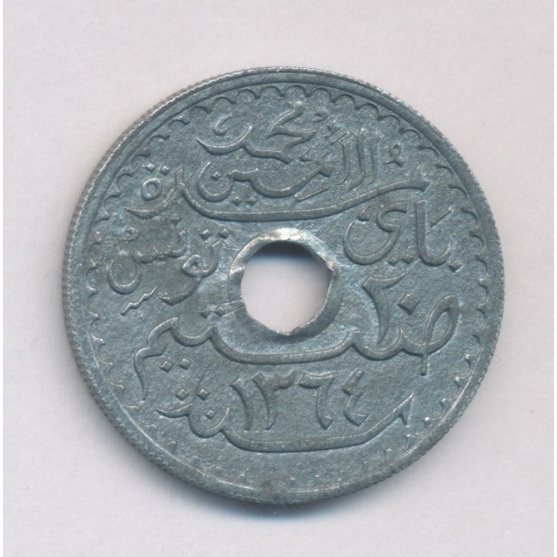 Tunisie - 20 centimes 1945 - zinc - TTB+