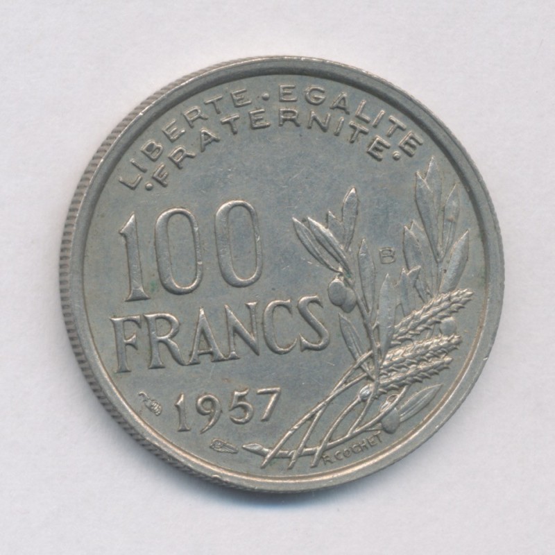 100 Francs cochet - 1957 B - cupro-nickel - TTB+